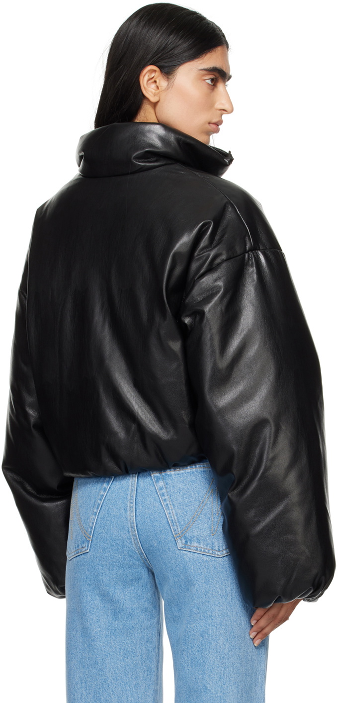 Nanushka Black Lilima Down Vegan Leather Jacket Nanushka