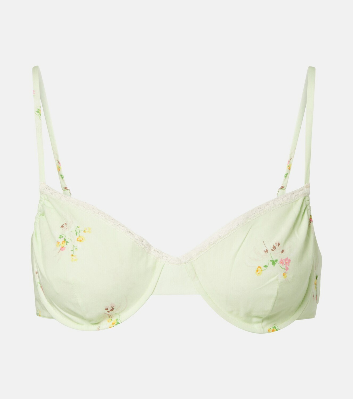 Prada Floral lace-trimmed cotton bra top