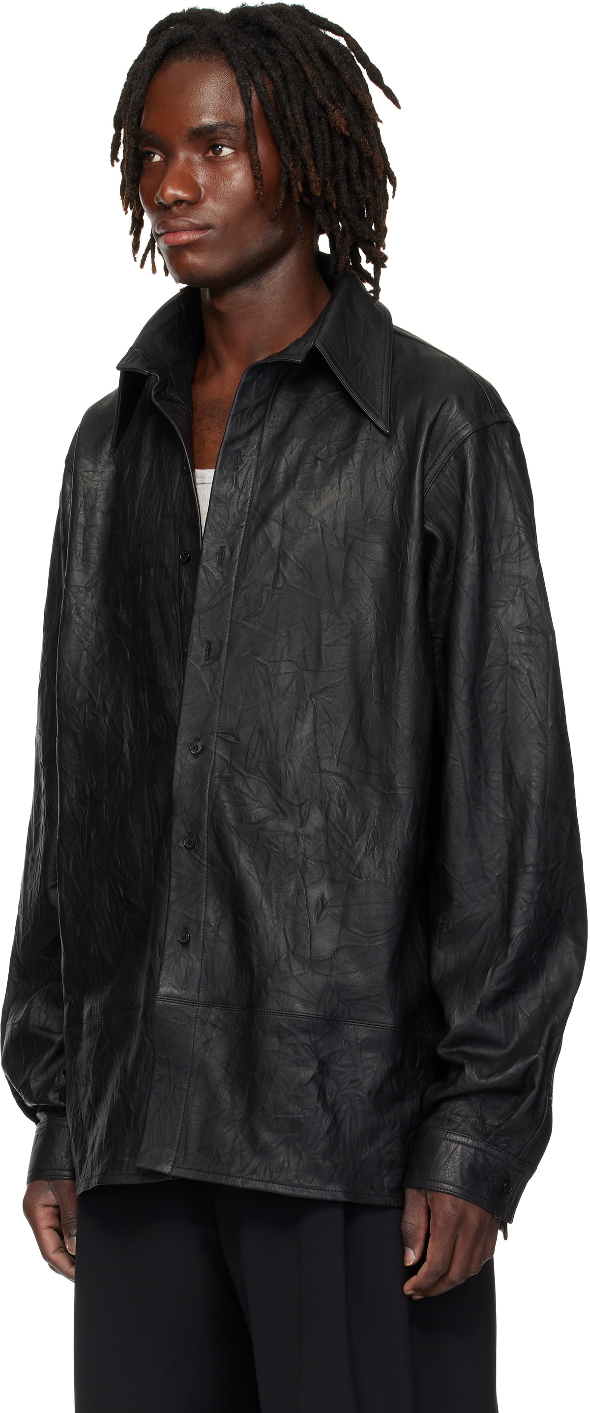 LU'U DAN Black Misfit Leather Jacket