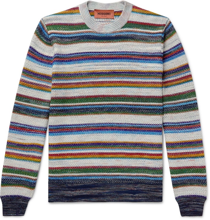 Photo: Missoni - Striped Crochet-Knit Cotton and Wool-Blend Sweater - Multi