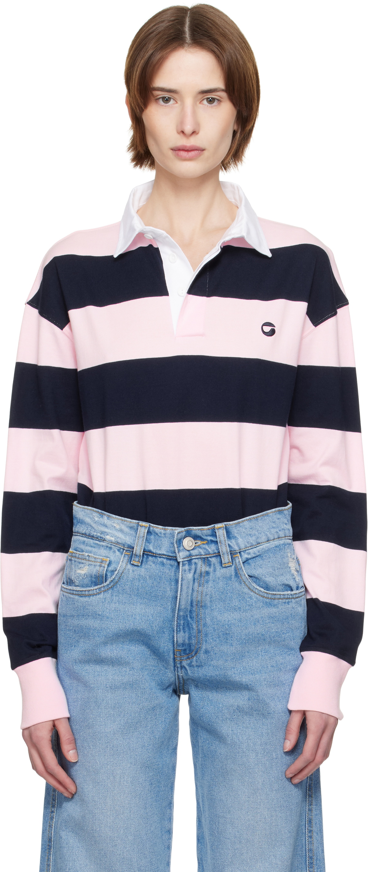 Coperni Navy & Pink Striped Bodysuit