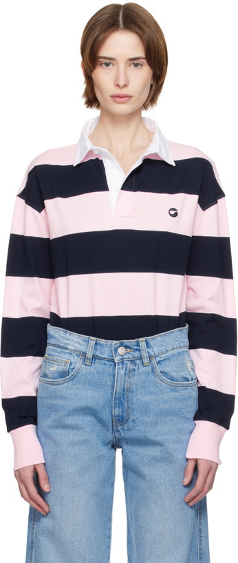 Photo: Coperni Navy & Pink Striped Bodysuit
