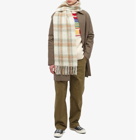 A.P.C. Men's Elie Check Scarf in Off White/Apricot