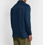 Monitaly - Camp-Collar Linen Shirt - Blue