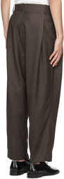 Hed Mayner Brown 4 Pleat Trousers