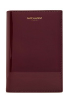 Saint Laurent Logo-stamped Patent Leather Passport Holder - Burgundy - One Size