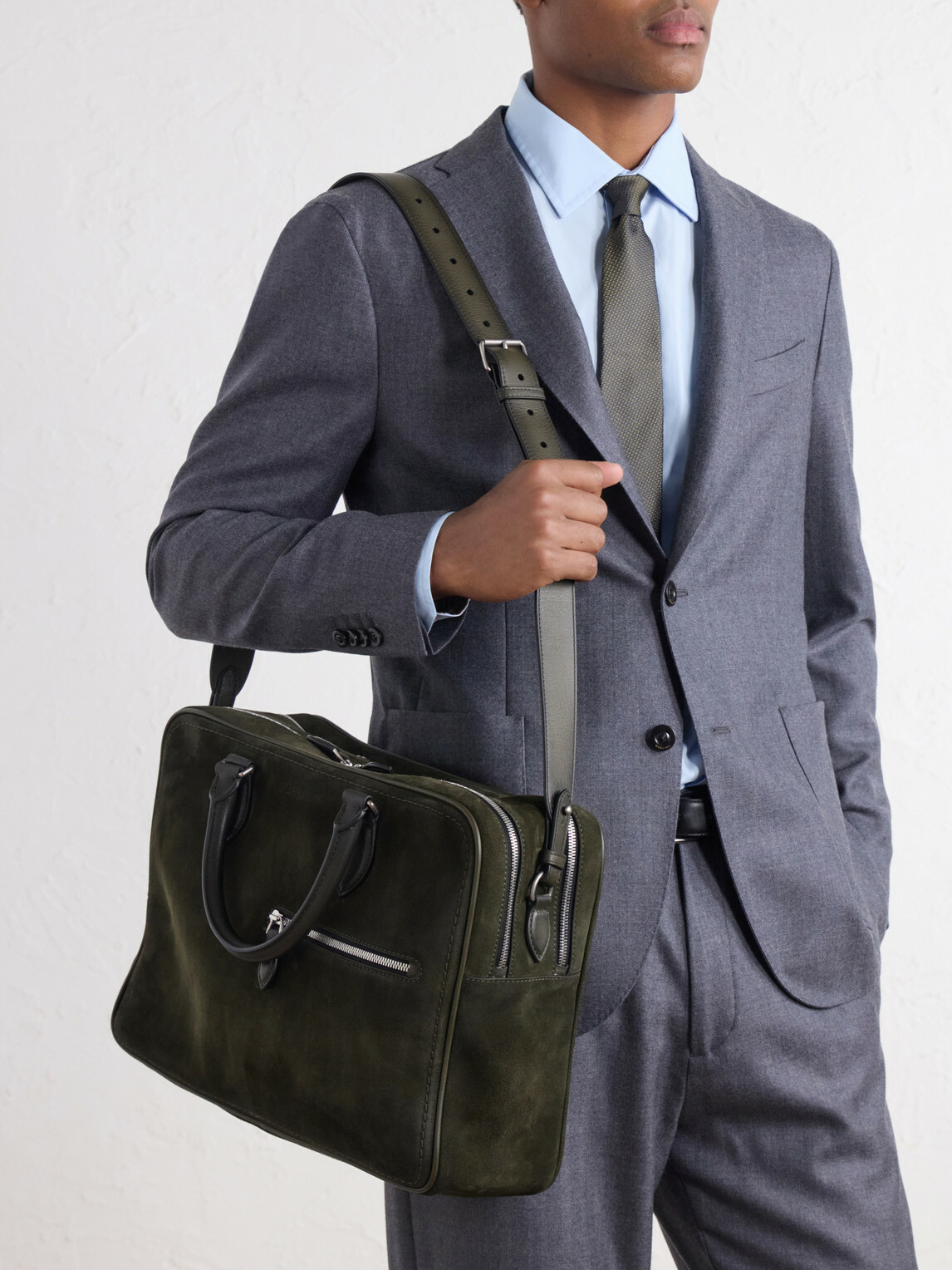 Berluti - F088 Leather-Trimmed Suede Briefcase