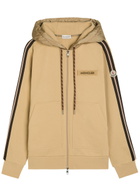 Moncler Striped-trim Hooded Cotton Sweatshirt Beige