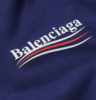 Balenciaga - Logo-Print Loopback Cotton-Jersey Hoodie - Blue