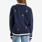 Casablanca Women's Cashmere Embroidered Cardigan in Navy/White