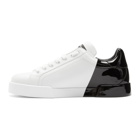 Dolce and Gabbana White Patent Trim Portofino Sneakers