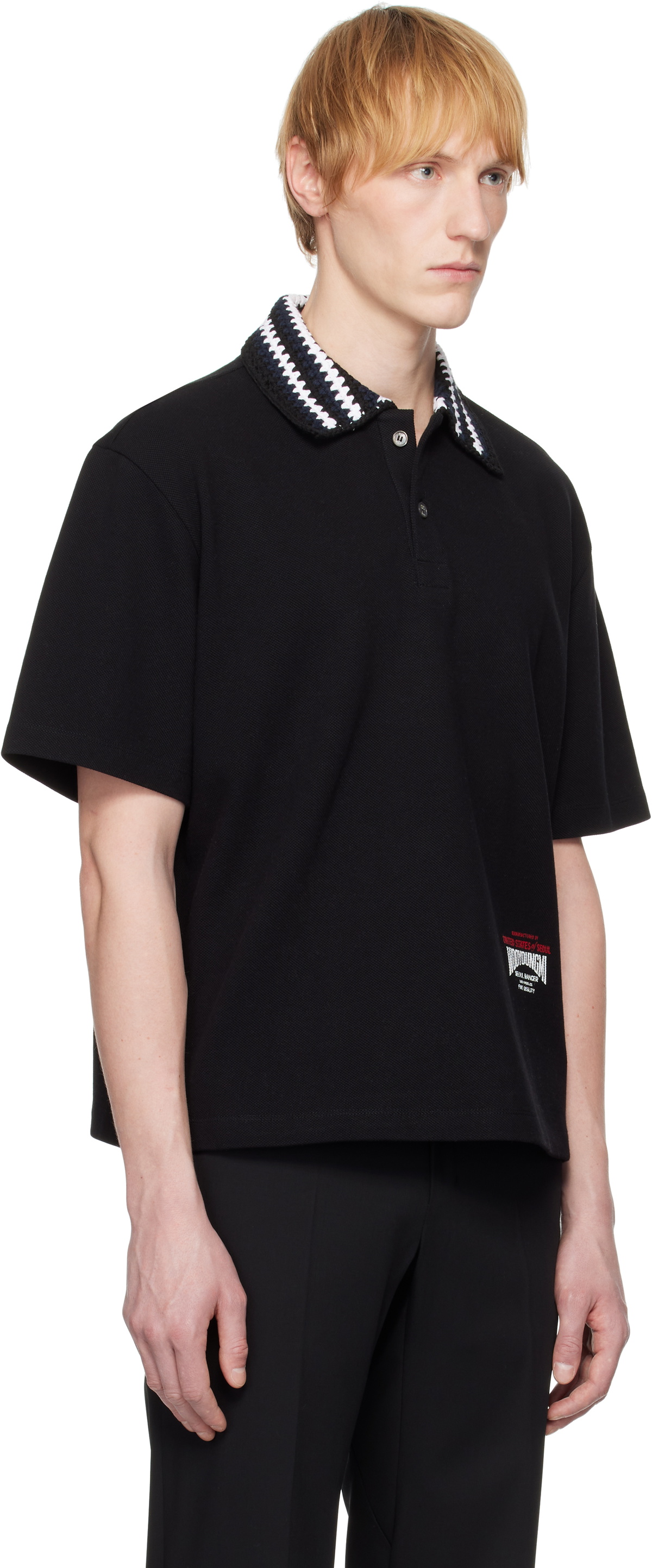 WOOYOUNGMI Black Knit Collar Polo