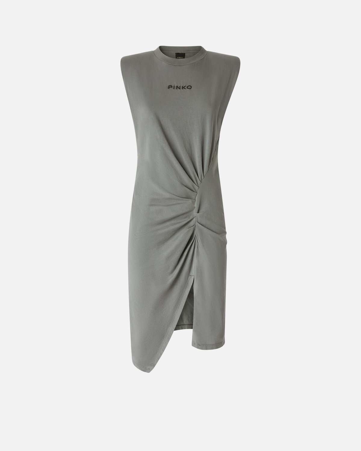 Pinko Knit Midi Dress With Padded Shoulders Grey Dark Seagull