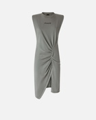 Pinko Knit Midi Dress With Padded Shoulders Grey Dark Seagull