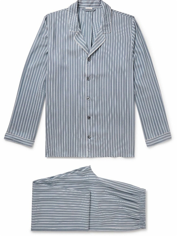 Photo: Zimmerli - Camp-Collar Striped Woven Pyjama Set - Blue