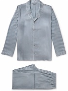 Zimmerli - Camp-Collar Striped Woven Pyjama Set - Blue