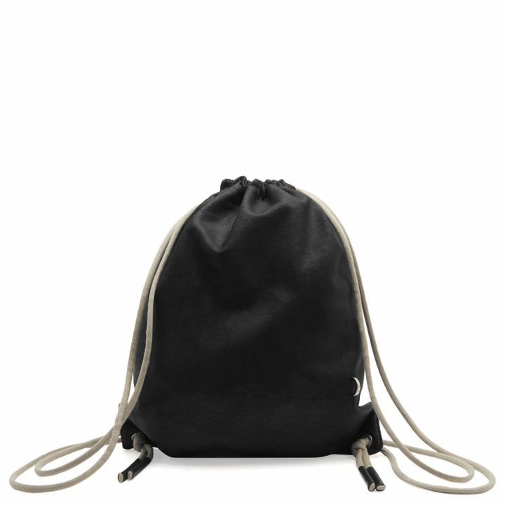 Photo: Rick Owens Women's Drawstring Backpack in Black Pearl 