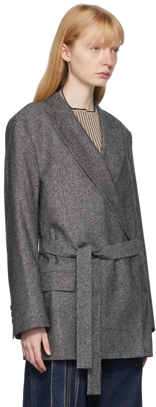 Acne Studios Grey Double Breasted Belted Blazer Acne Studios