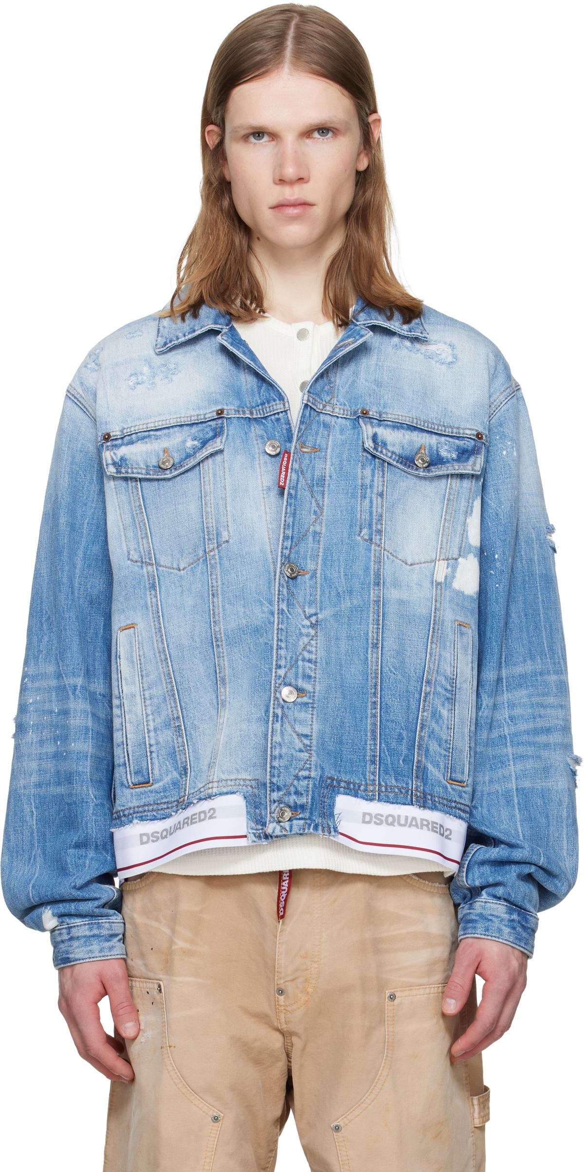 Dsquared2 Blue Light Cool Kids Wash Over Denim Jacket