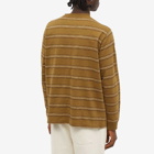 Beams Plus Men's Long Sleeve Jacquard Stripe Pocket T-Shirt in Olive