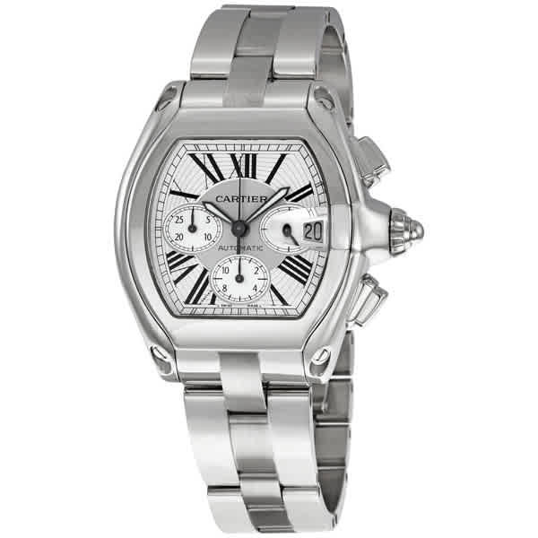 Cartier Roadster Chronograph Silver Dial Mens Watch W62019X6