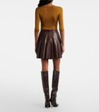 Nour Hammour Pleated leather miniskirt