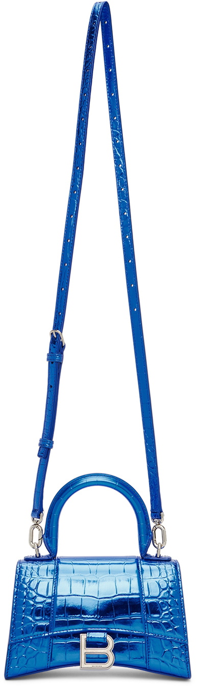 Hourglass XS Leather Crossbody Bag in Blue  Balenciaga  Mytheresa