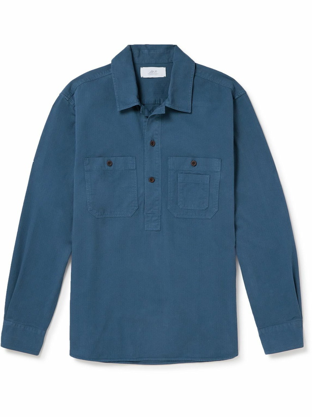 Photo: Mr P. - Herringbone Cotton Shirt - Blue