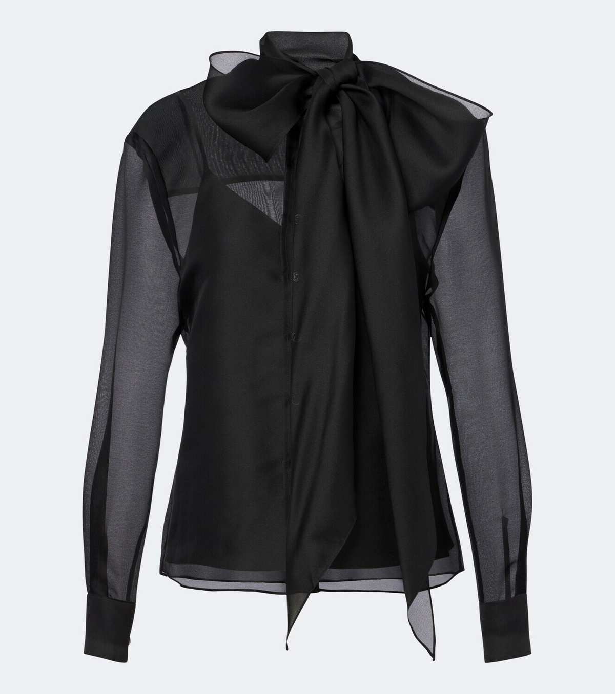 Carolina Herrera Tie-neck silk organza blouse