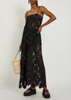 Solaqua Camilla Mini Embroidered Guipure-lace top Black