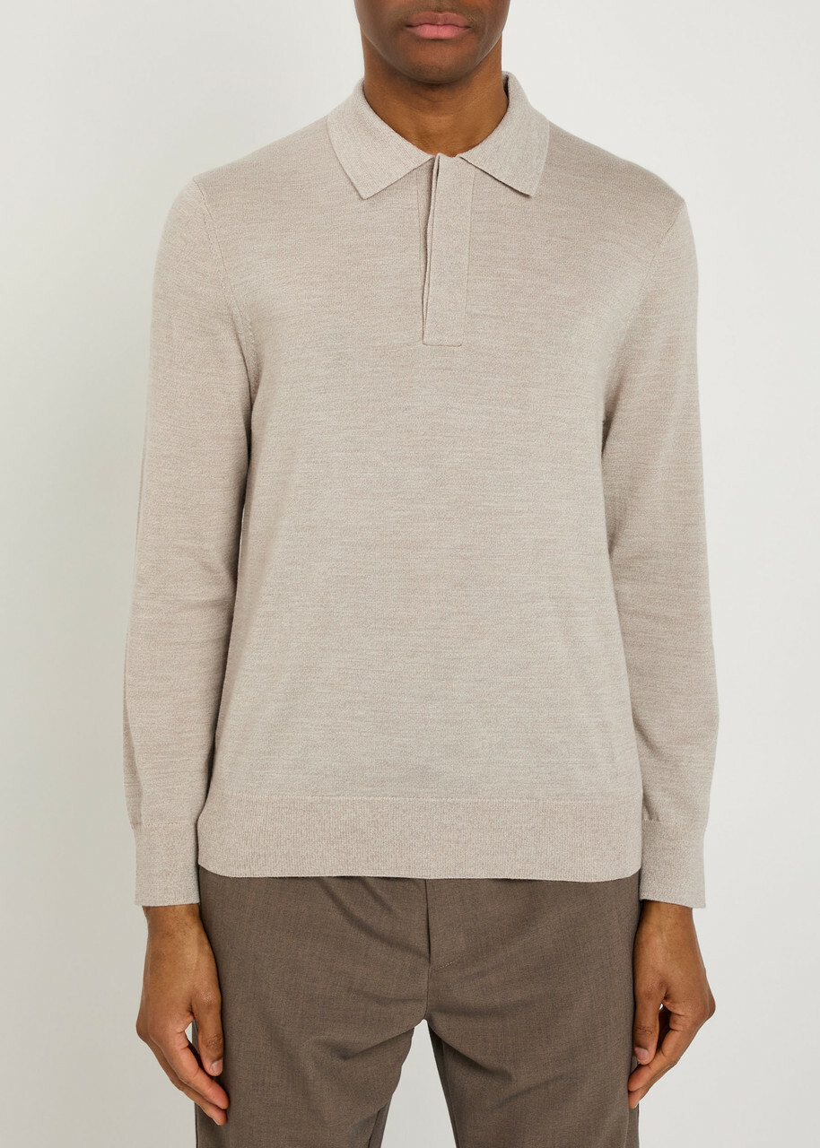 NN07 Emerson Melange Wool Polo Shirt Ecru