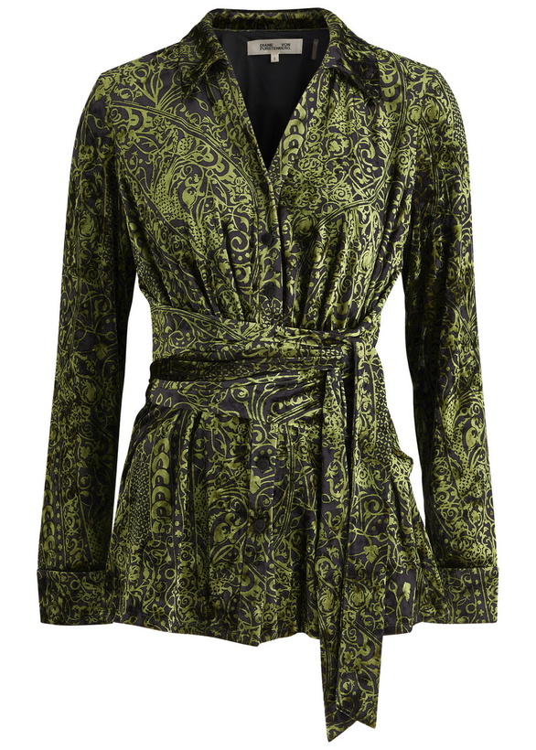 Photo: Diane Von Furstenberg Largarde Belted Printed Velvet Shirt Multicoloured