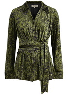 Diane Von Furstenberg Largarde Belted Printed Velvet Shirt Multicoloured