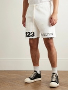 RRR123 - Gymbag Frayed Logo-Print Embroidered Cotton-Jersey Shorts - White