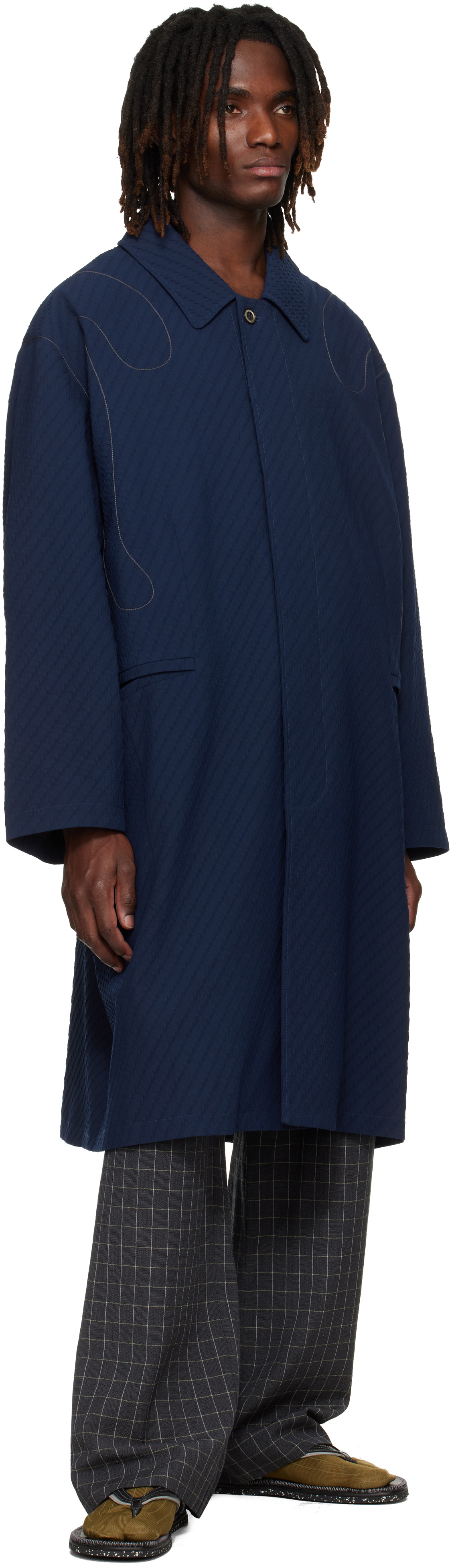 Kiko Kostadinov Navy Euri K-Shoulder Coat