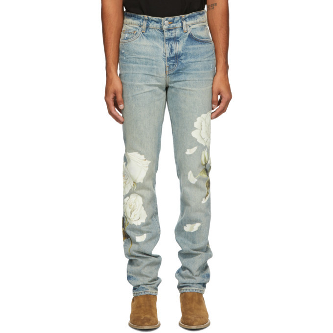 Photo: Amiri Indigo Flower Painted Jeans