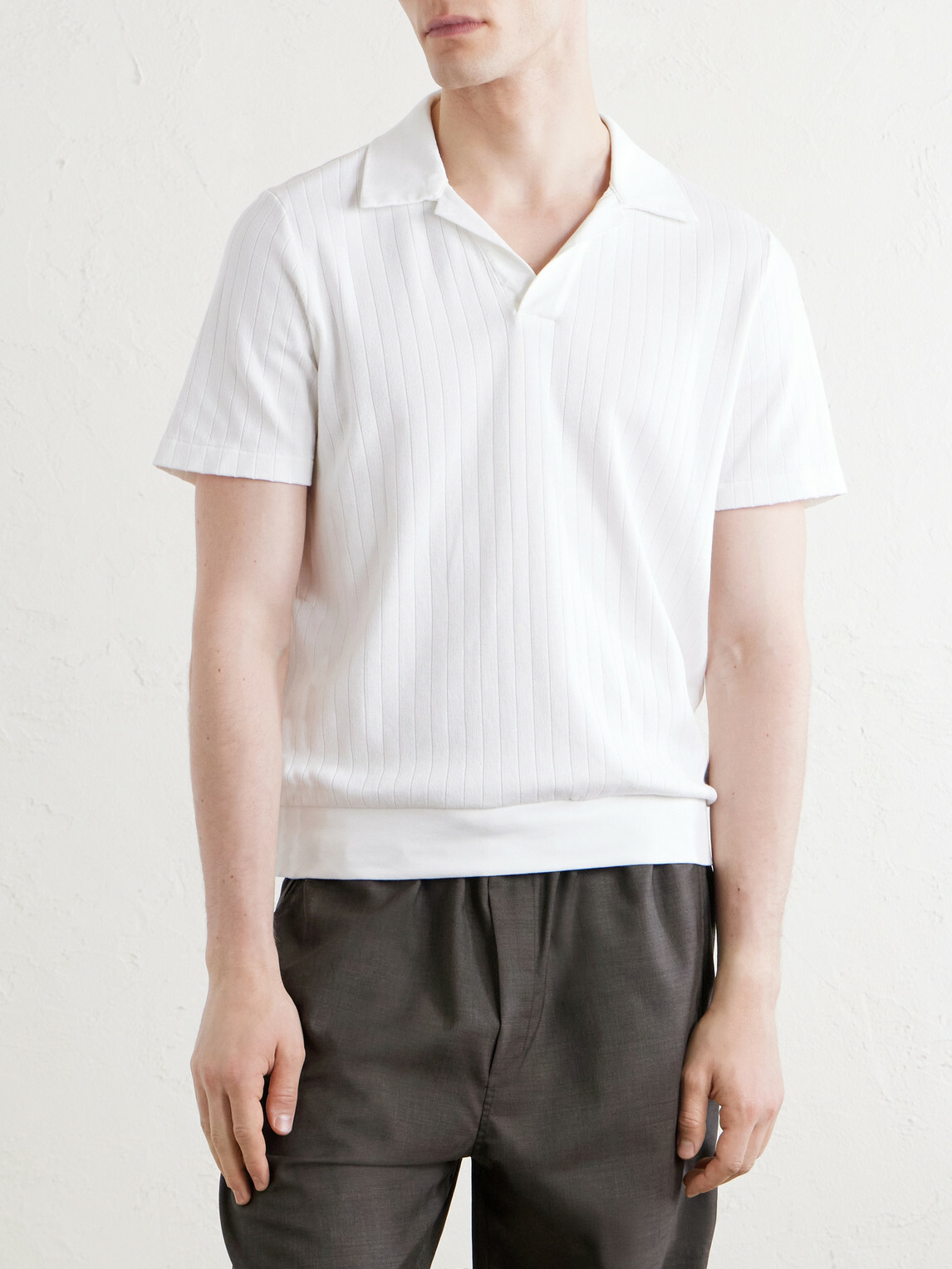 Oliver Spencer - Westcott Open-Collar Organic Cotton Polo Shirt - Neutrals