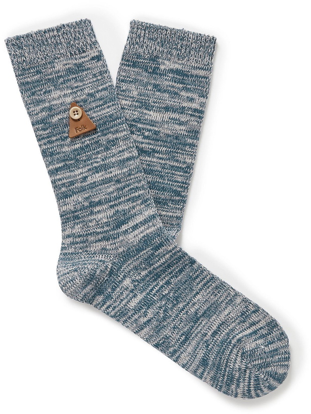 Photo: Folk - Logo-Appliquéd Organic Cotton-Blend Socks