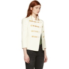 Pierre Balmain White Detailed Double Breasted Blazer