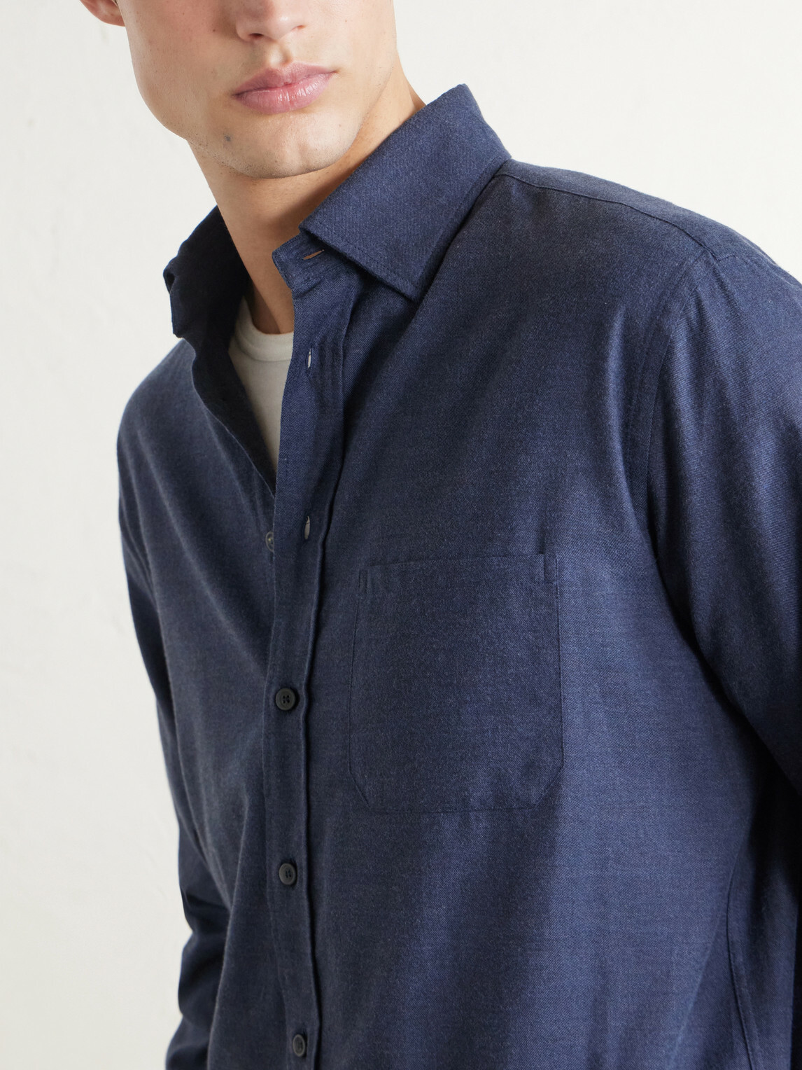 SEASE - Cotton-Flannel Shirt - Blue