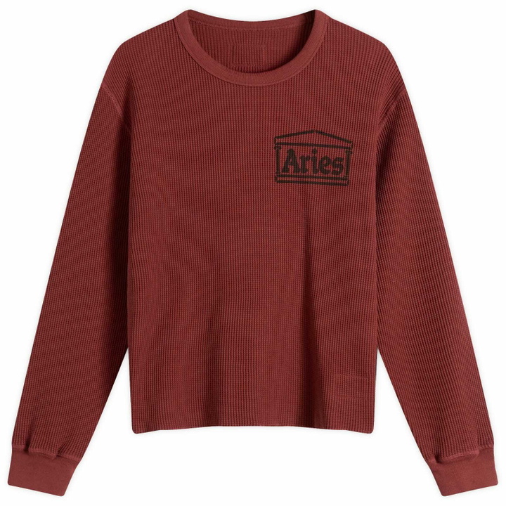 Photo: Aries Women's Reversible Long Sleeve Baby Fit T-Shirt in Burgundy 