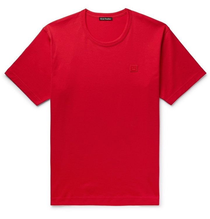 Photo: Acne Studios - Nash Appliquéd Cotton-Jersey T-Shirt - Men - Red