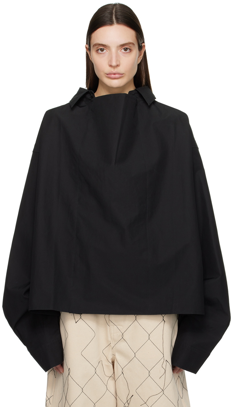 AIREI Black Paneled Shirt
