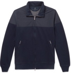 Brunello Cucinelli - Shell and Cotton-Blend Jersey Zip-Up Sweatshirt - Navy
