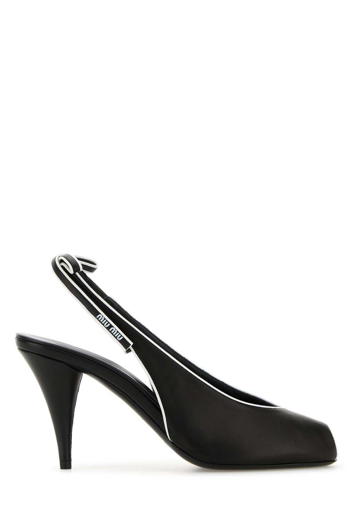 サンダル・ミュール MIU MIU Black Nappa Leather Sandals Miu Miu Black Nappa Leather Sandals Miu Miu