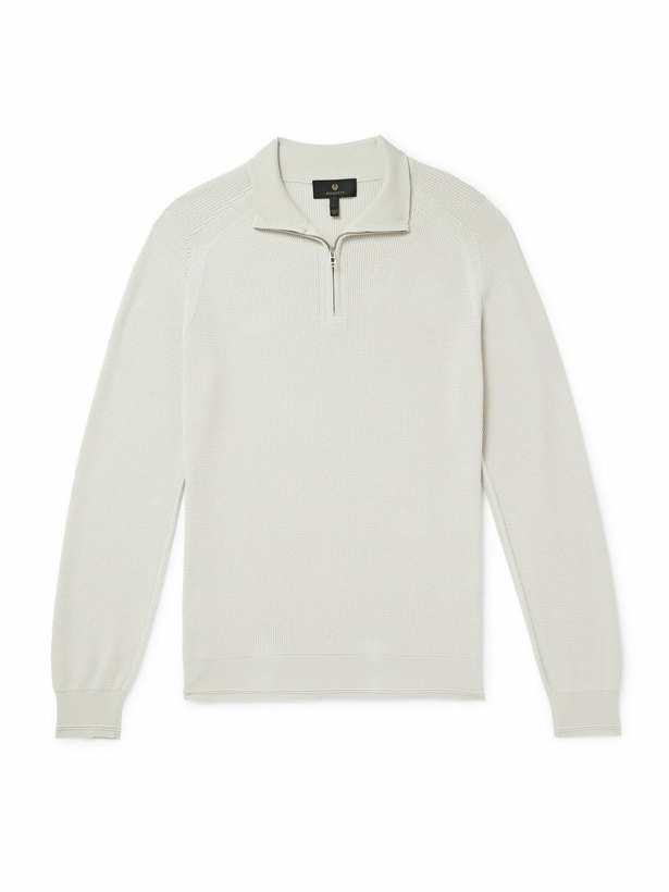 Photo: Belstaff - Guide Logo-Appliquéd Cotton Half-Zip Sweater - Gray