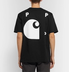 Pop Trading Company - Carhartt WIP Logo-Print Cotton-Jersey T-Shirt - Black