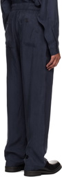 Róhe Navy Fluid Drawcord Trousers