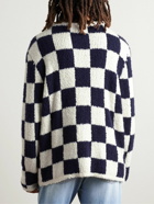 The Elder Statesman - Checked Cashmere and Silk-Blend Bouclé Sweater - White