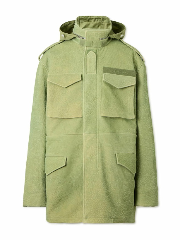 Photo: Givenchy - Oversized Textured-Leather Hooded Parka - Green